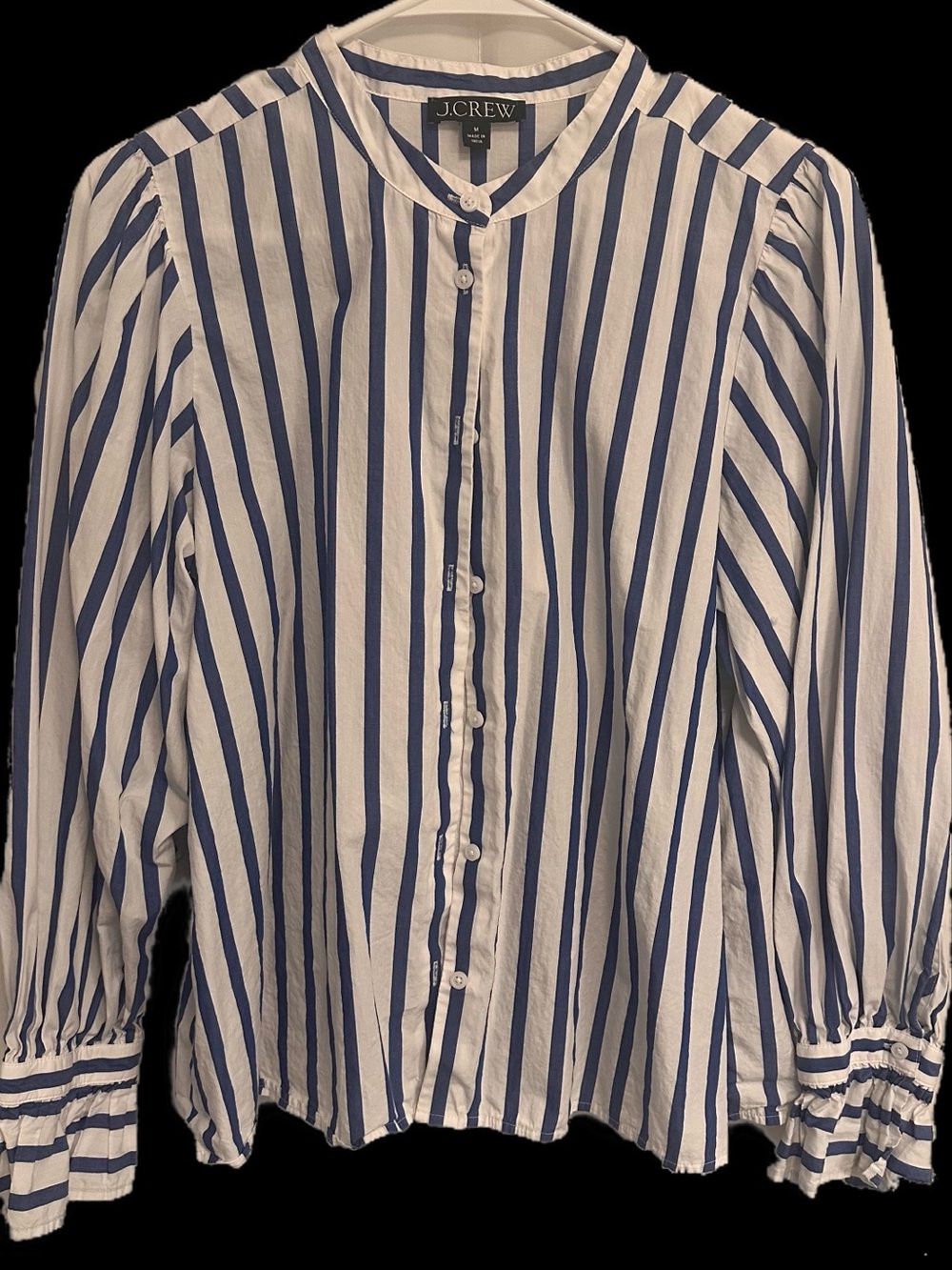 J. Crew Women’s Blue and White Stripe Button-Up Blouse